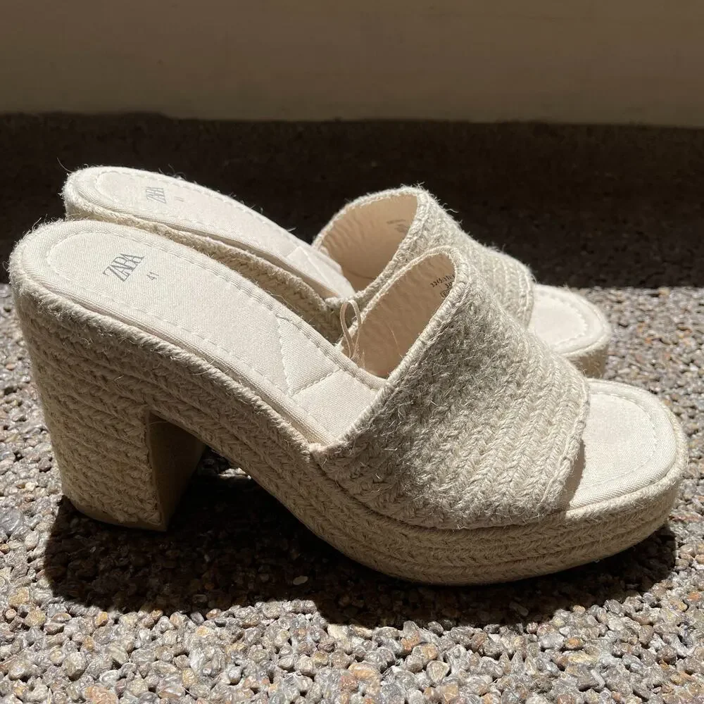 Zara Jute Chunky Platform Sandals w/ Airfit Cushioned Insoles Size 41 (US 10.5) - Picture 4 of 4